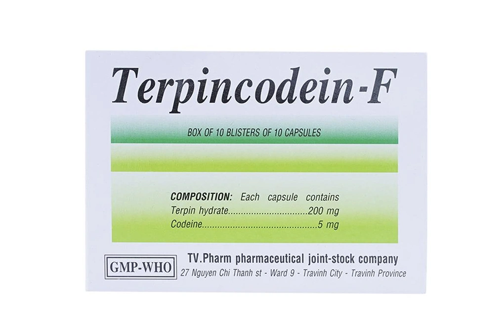 Terpincodein-F trị ho, loãng đàm trong bệnh lý hô hấp (10 vỉ x 10 viên) - 