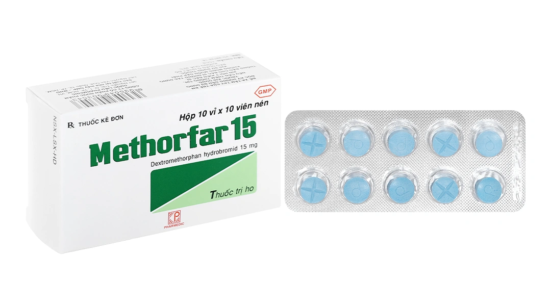 Methorfar 15 trị ho khan, ho do kích ứng (10 vỉ x 10 viên) - 
