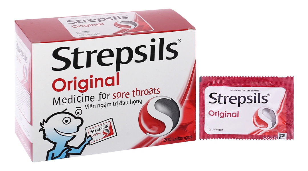 Viên ngậm Strepsils Original kháng khuẩn, giảm đau họng (100 gói x 2 viên) - 