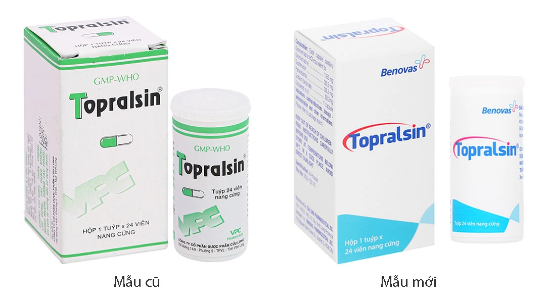 Topralsin trị triệu chứng ho khan, đặc biệt ho nhiều về đêm lọ 24 viên - 