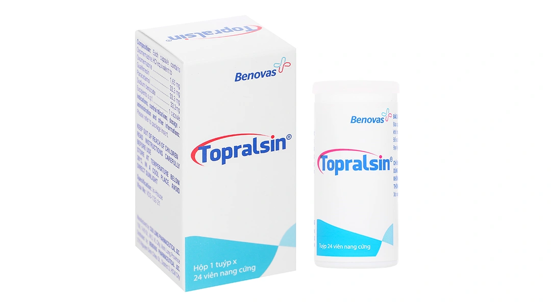 Topralsin trị triệu chứng ho khan, đặc biệt ho nhiều về đêm lọ 24 viên - 1