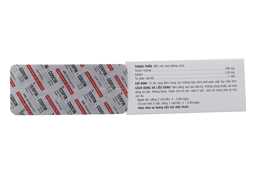 Terpin Codein VPC trị ho khan, ho do kích ứng (10 vỉ x 10 viên) - 1