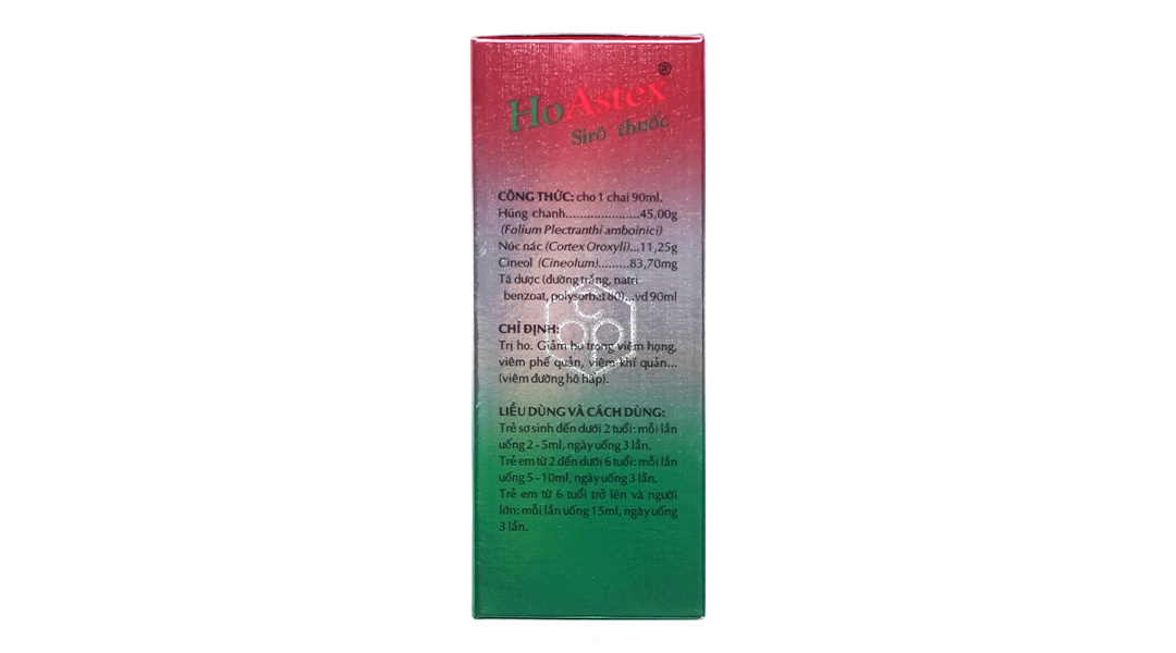 Siro HoAstex trị ho, giảm ho trong viêm họng, viêm phế quản, khí quản chai 90ml - 11