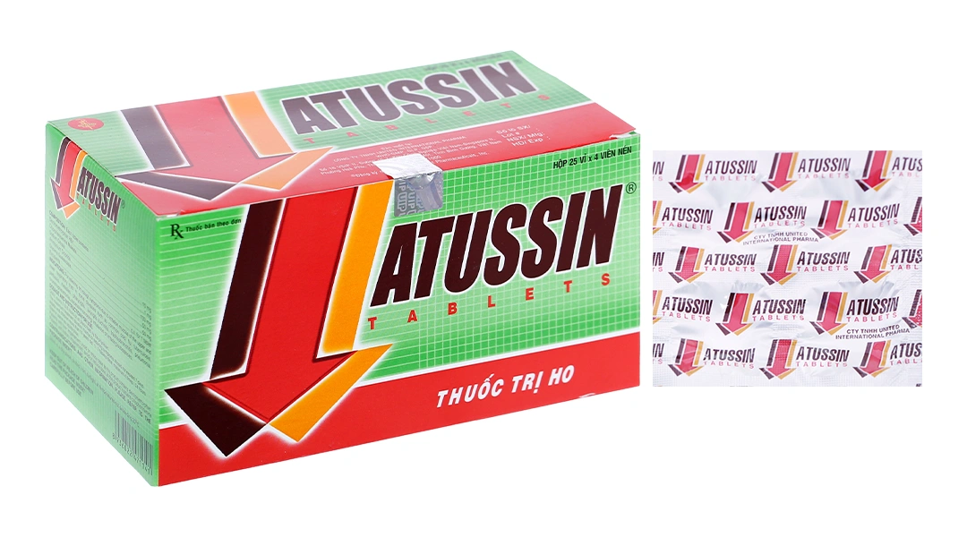 Atussin trị các chứng ho trong bệnh lý hô hấp (25 vỉ x 4 viên) - 