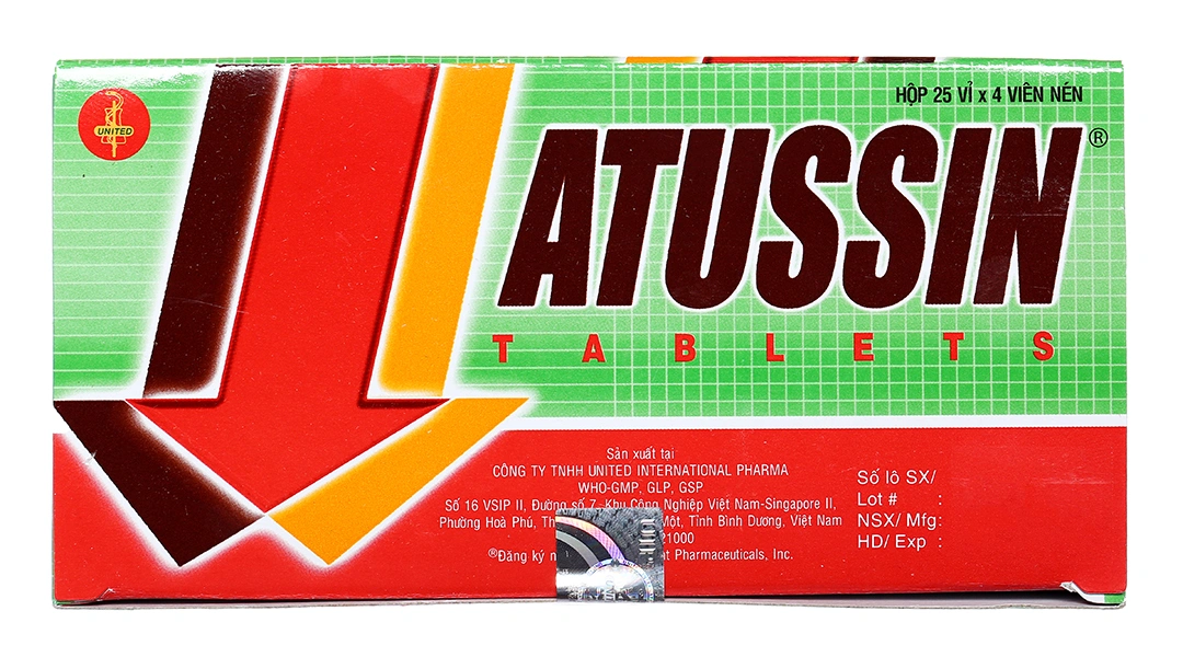 Atussin trị các chứng ho trong bệnh lý hô hấp (25 vỉ x 4 viên) - 1