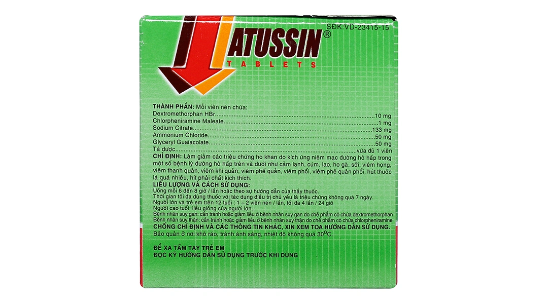 Atussin trị các chứng ho trong bệnh lý hô hấp (25 vỉ x 4 viên) - 2