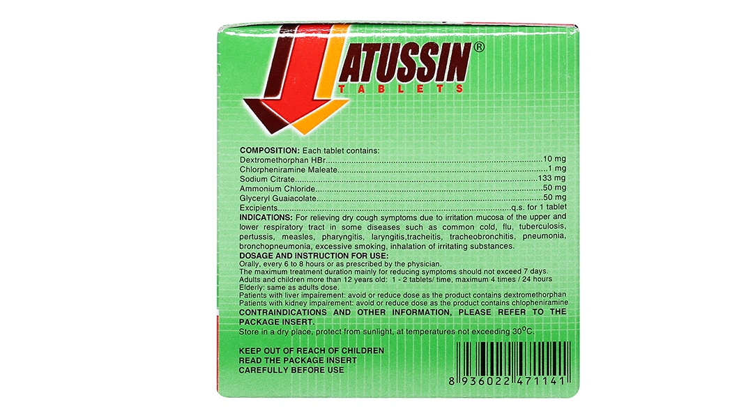 Atussin trị các chứng ho trong bệnh lý hô hấp (25 vỉ x 4 viên) - 3