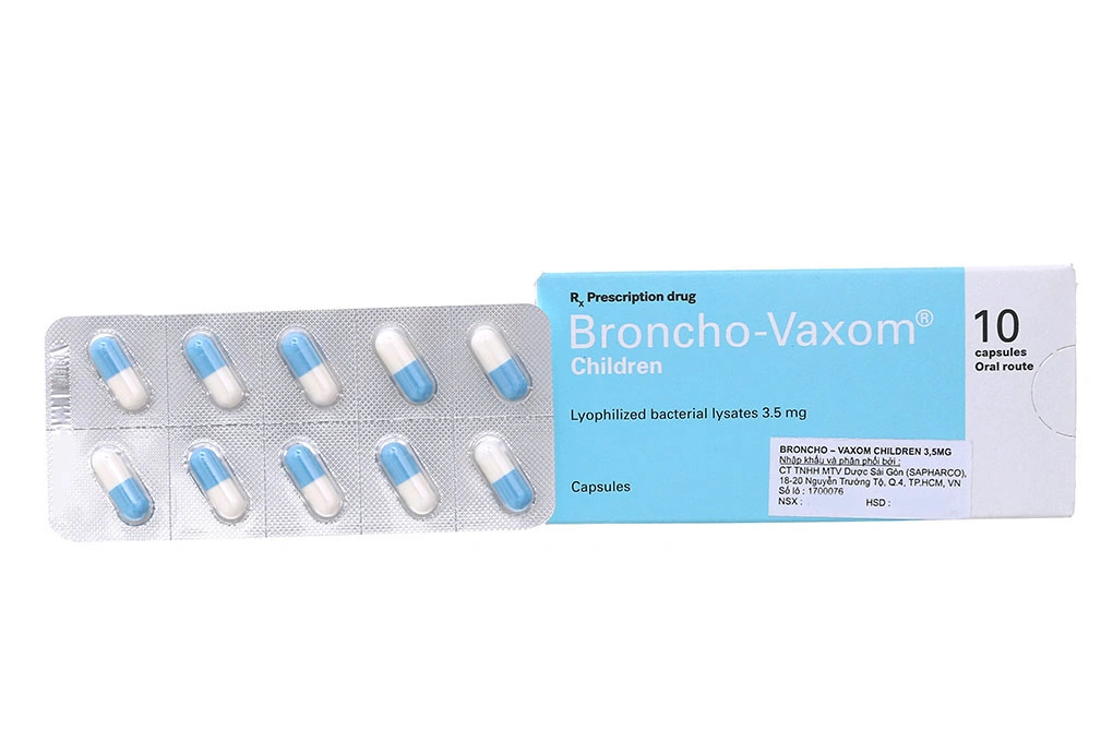 Broncho-Vaxom Children 3.5mg trị nhiễm khuẩn hô hấp, tăng miễn dịch (1 vỉ x 10 viên) - 