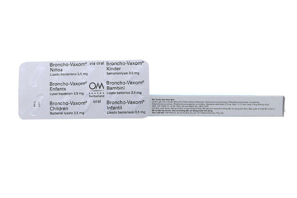 Broncho-Vaxom Children 3.5mg trị nhiễm khuẩn hô hấp, tăng miễn dịch (1 vỉ x 10 viên) - 1