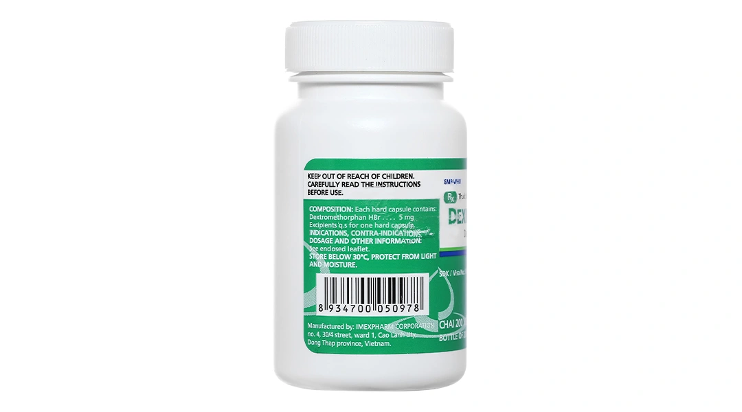 Dexipharm 5mg trị ho khan, ho do kích ứng lọ 200 viên - 2
