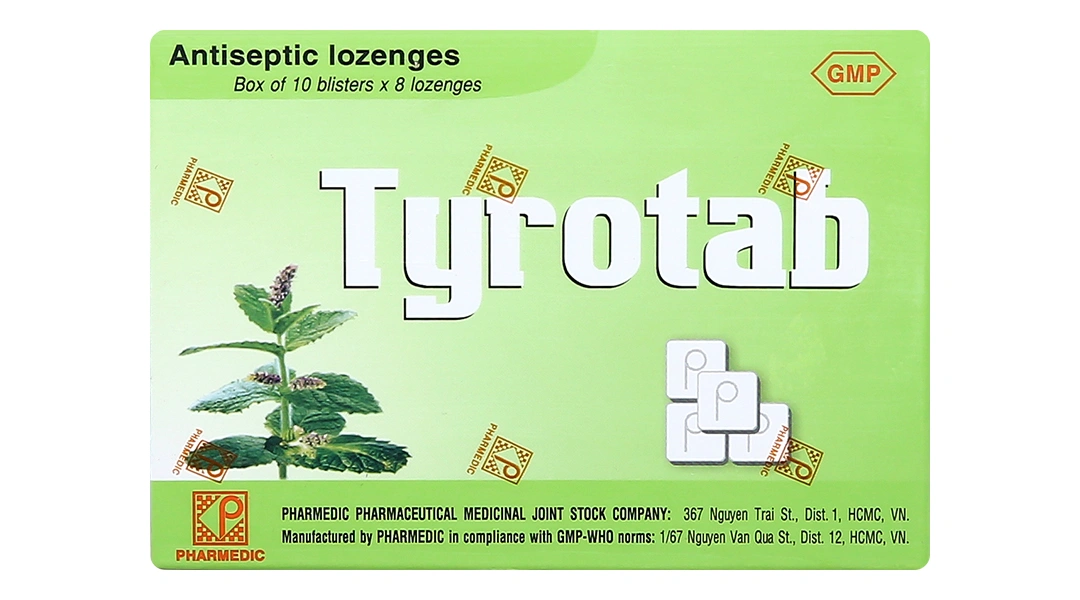 Viên ngậm Tyrotab sát khuẩn, trị viêm họng (10 vỉ x 8 viên) - 1