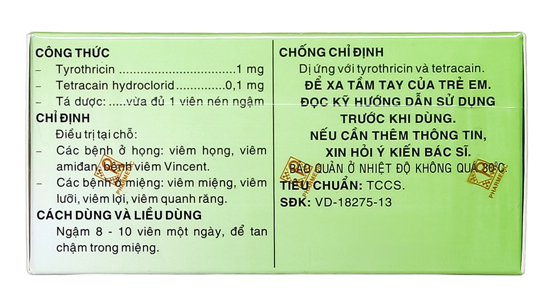 Viên ngậm Tyrotab sát khuẩn, trị viêm họng (10 vỉ x 8 viên) - 2