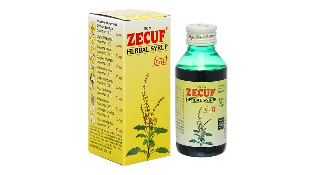 Siro Zecuf Herbal Syrup trị ho trong bệnh lý hô hấp chai 100ml - 