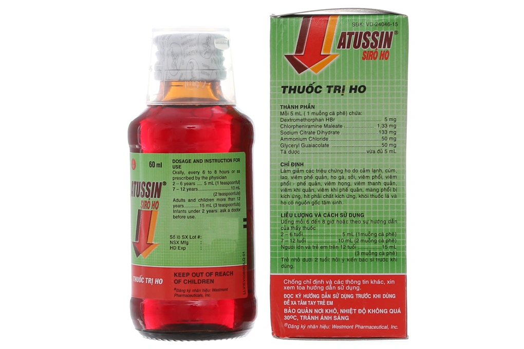 Siro Atussin điều trị ho trong bệnh lý hô hấp chai 60ml - 1
