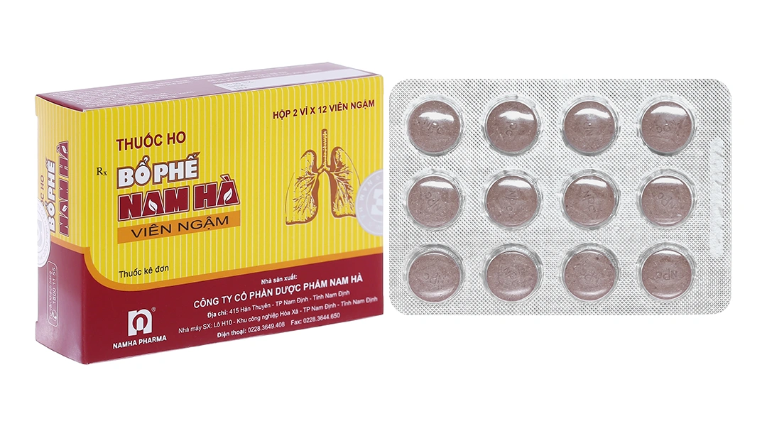 Viên ngậm Bổ phế Nam Hà trị ho, tiêu đờm (2 vỉ x 12 viên) - 
