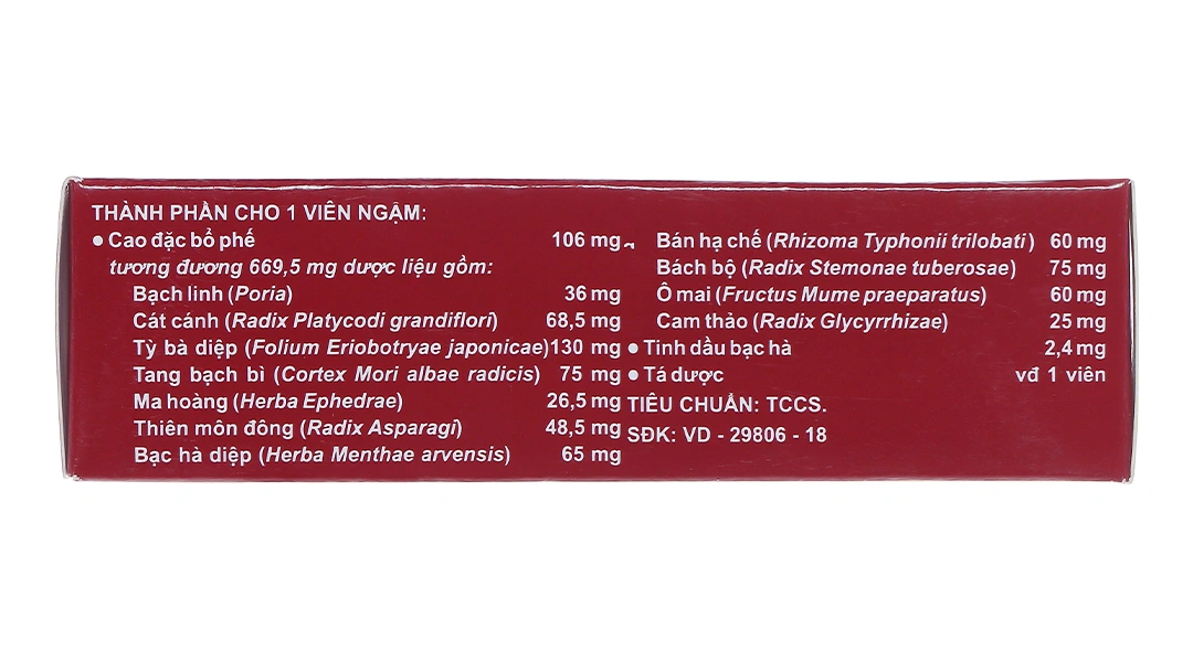 Viên ngậm Bổ phế Nam Hà trị ho, tiêu đờm (2 vỉ x 12 viên) - 2