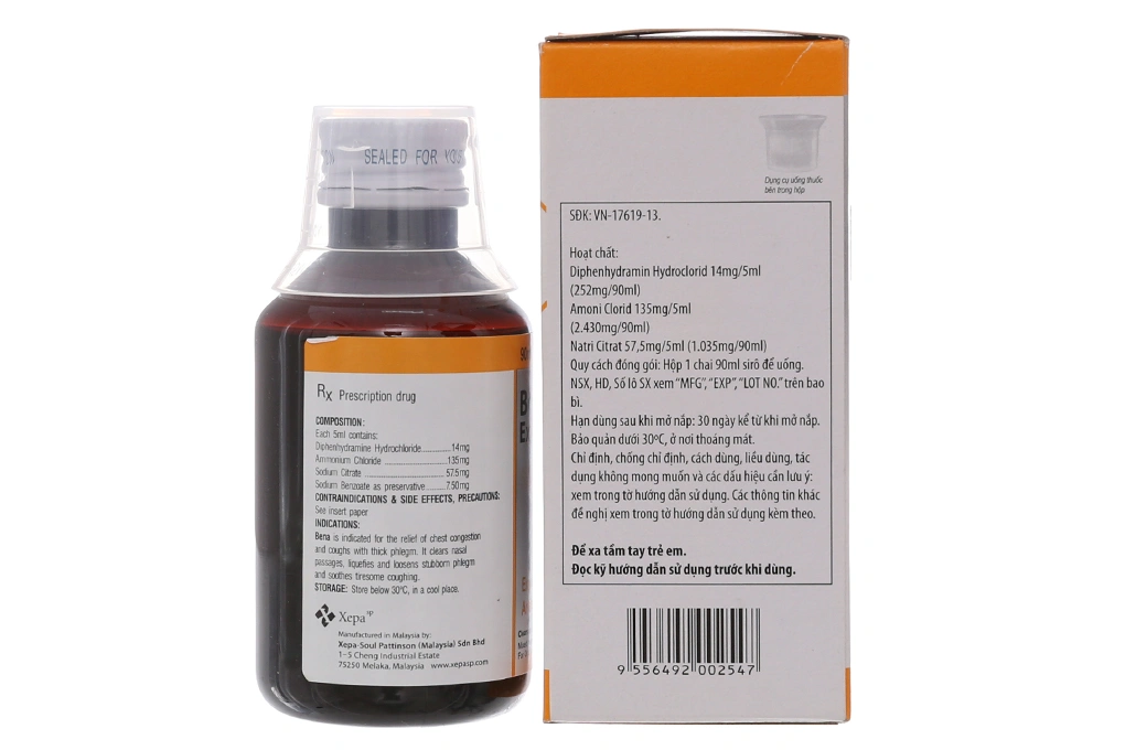 Siro Benaxepa Expectorant trị ho, cảm cúm chai 90ml - 1