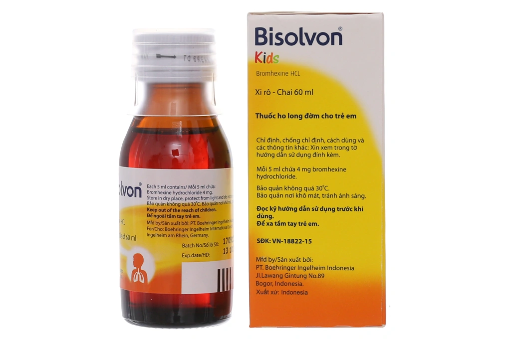 Siro Bisolvon Kids làm loãng đờm trong các bệnh phế quản phổi cấp chai 60ml - 