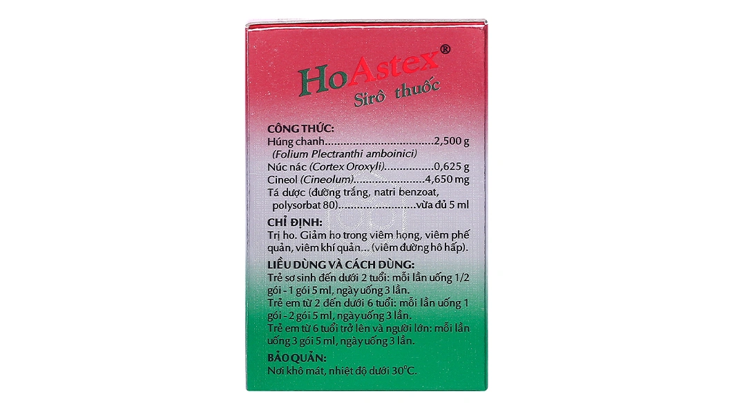 Siro HoAstex trị ho, viêm phế quản (30 gói x 5ml) - 2