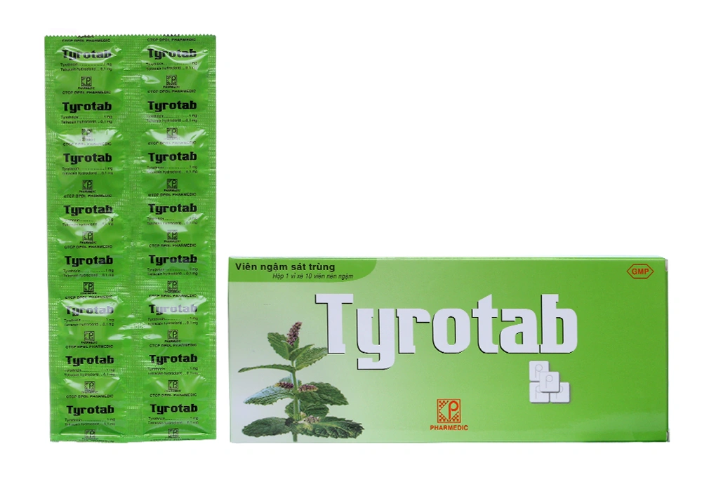 Viên ngậm Tyrotab sát khuẩn, trị viêm họng (1 vỉ x 10 viên) - 1