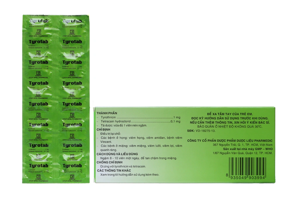 Viên ngậm Tyrotab sát khuẩn, trị viêm họng (1 vỉ x 10 viên) - 2