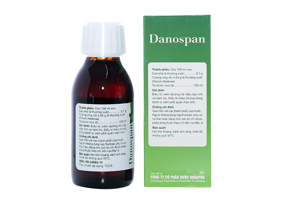 Siro Danospan trị viêm đường hô hấp cấp có kèm ho, viêm phổi mạn tính chai 100ml - 1