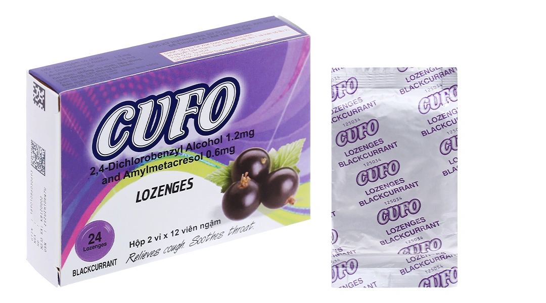 Viên ngậm Cufo trị viêm họng, đau họng (2 vỉ x 12 viên) - 