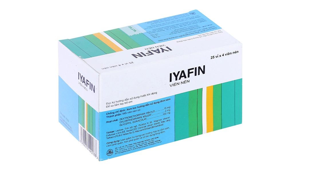 Iyafin giảm ho, tan đàm trong bệnh lý hô hấp (25 vỉ x 4 viên) - 1