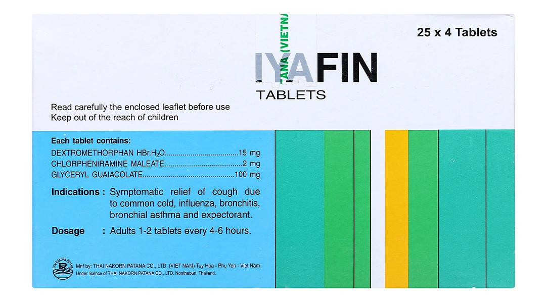 Iyafin giảm ho, tan đàm trong bệnh lý hô hấp (25 vỉ x 4 viên) - 3
