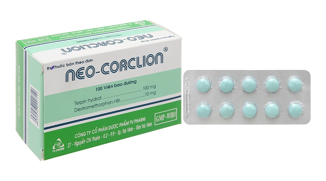 Neo-Corclion trị ho, long đàm, ho mãn tính hay ho do kích ứng (10 vỉ x 10 viên) - 