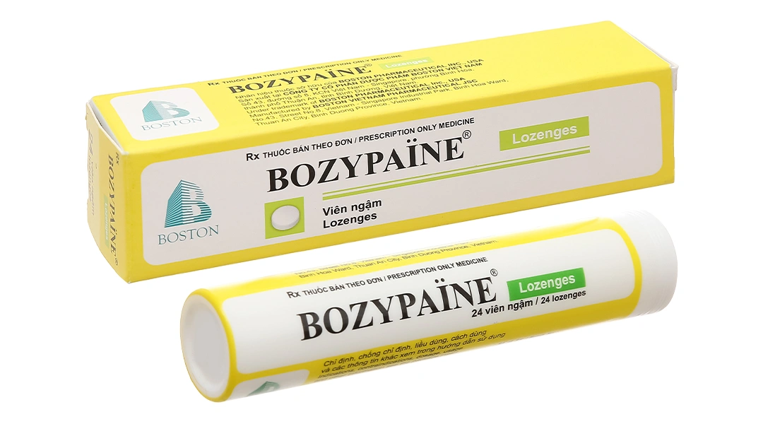 Viên ngậm Bozypaine trị viêm họng, đau họng tuýp 24 viên - 