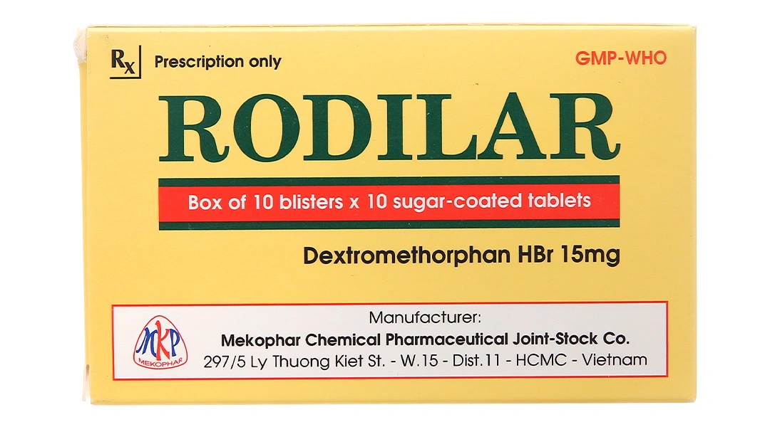 Rodilar 15mg trị ho khan, ho do kích ứng (10 vỉ x 10 viên) - 1