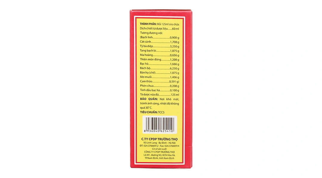 Siro Thuốc Ho Bổ Phế Chỉ Khái Lộ Trường Thọ trị ho, viêm phế quản chai 125ml - 2
