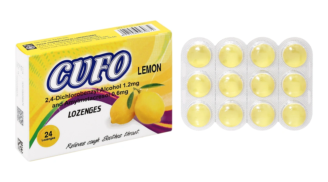Viên ngậm Cufo Lemon hỗ trợ trị viêm họng, đau họng (2 vỉ x 12 viên) - 