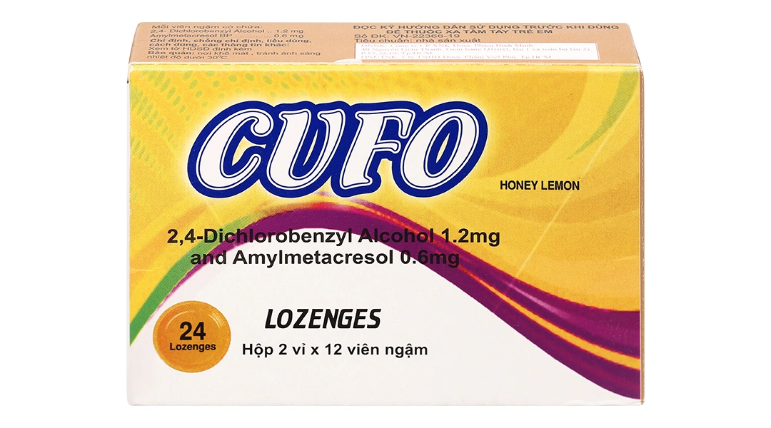 Viên ngậm Cufo Honey Lemon hỗ trợ trị viêm họng, đau họng (2 vỉ x 12 viên) - 1