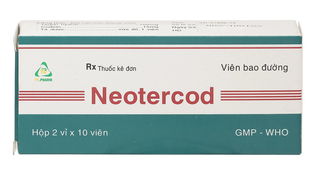 Neotercod trị triệu chứng ho khan, ho do kích ứng (2 vỉ x 10 viên) - 1