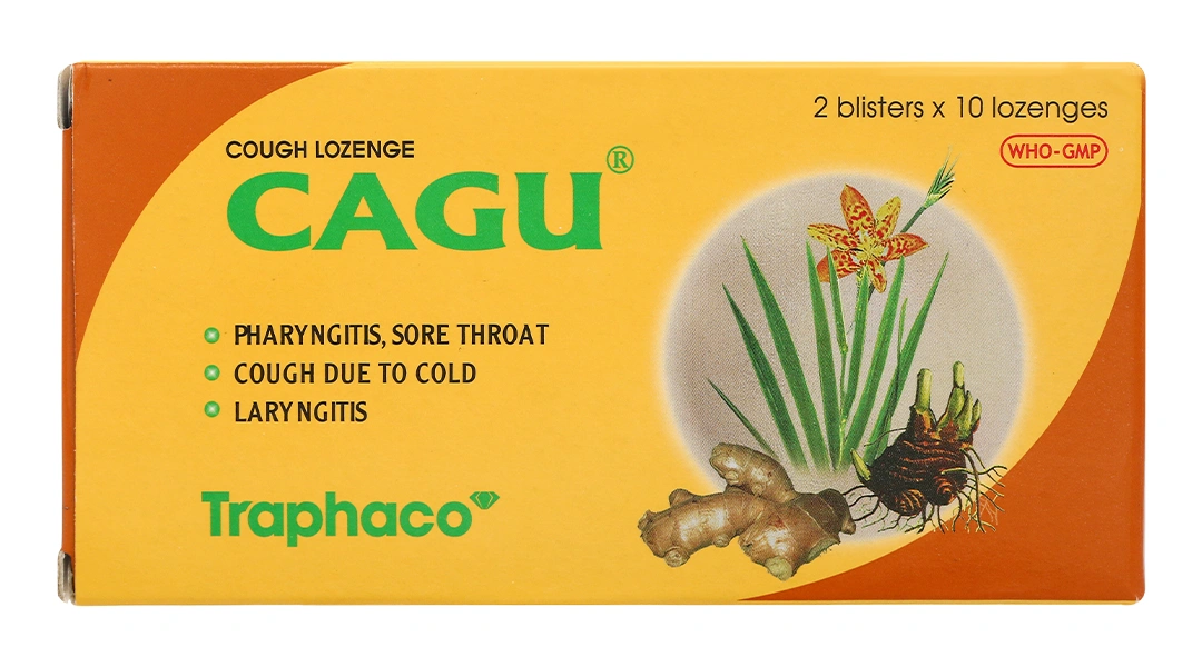 Viên ngậm trị ho Cagu giảm triệu chứng viêm họng, viêm thanh quản (2 vỉ x 10 viên) - 1