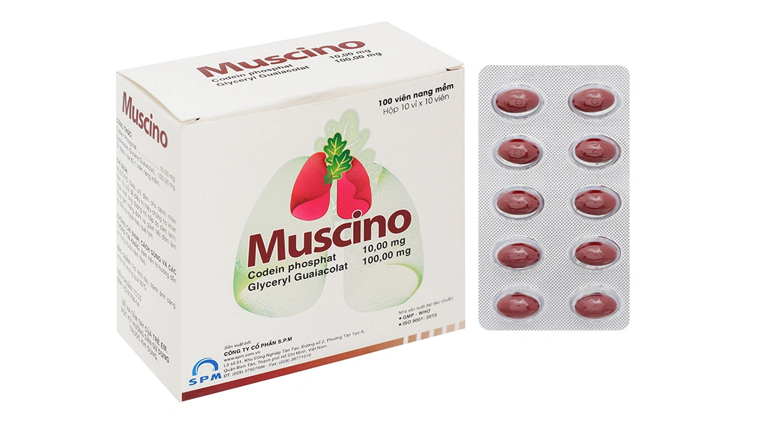 Muscino trị triệu chứng ho khan, ho do kích ứng (10 vỉ x 10 viên) - 