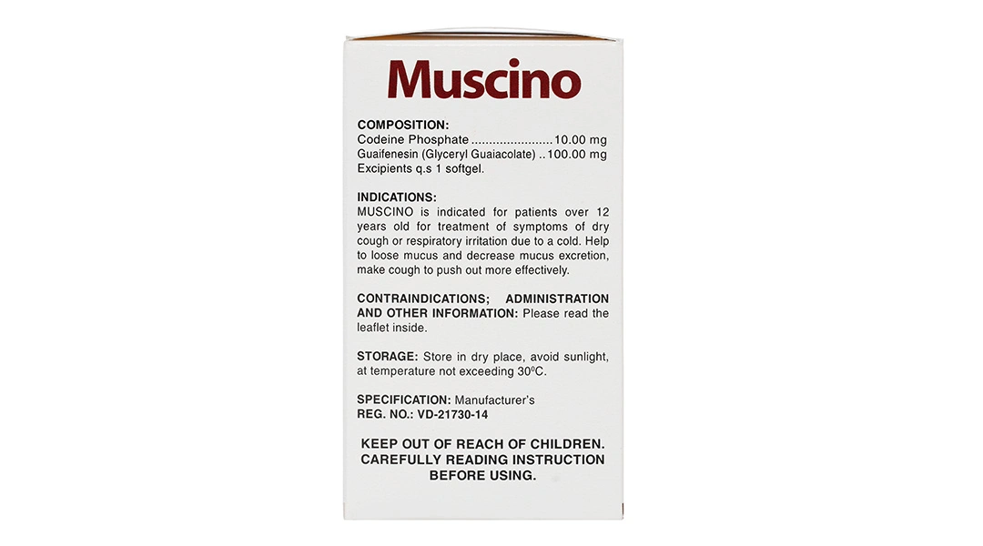 Muscino trị triệu chứng ho khan, ho do kích ứng (10 vỉ x 10 viên) - 2
