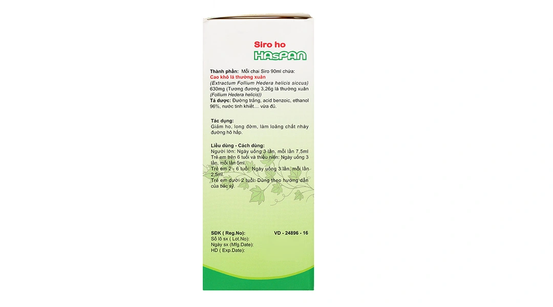 Siro ho Haspan giảm ho, long đờm, làm loãng chất nhầy đường hô hấp chai 90ml - 2