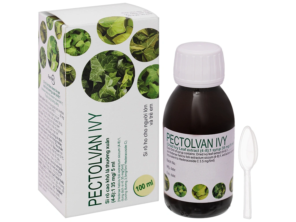 Sirô Pectolvan Ivy trị triệu chứng viêm phế quản, viêm đường hô hấp kèm ho chai 100ml - 