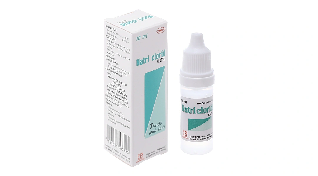 Dung dịch nhỏ mũi Natri Clorid Pharmedic 0.9% hỗ trợ trị nghẹt mũi, sổ mũi chai 10ml - 