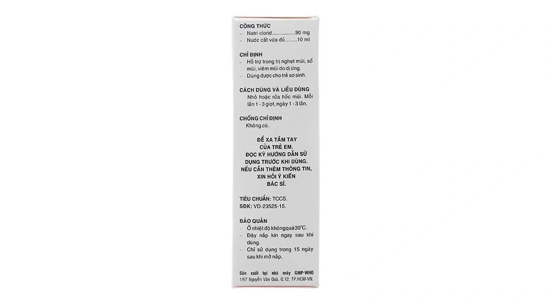 Dung dịch nhỏ mũi Natri Clorid Pharmedic 0.9% hỗ trợ trị nghẹt mũi, sổ mũi chai 10ml - 2