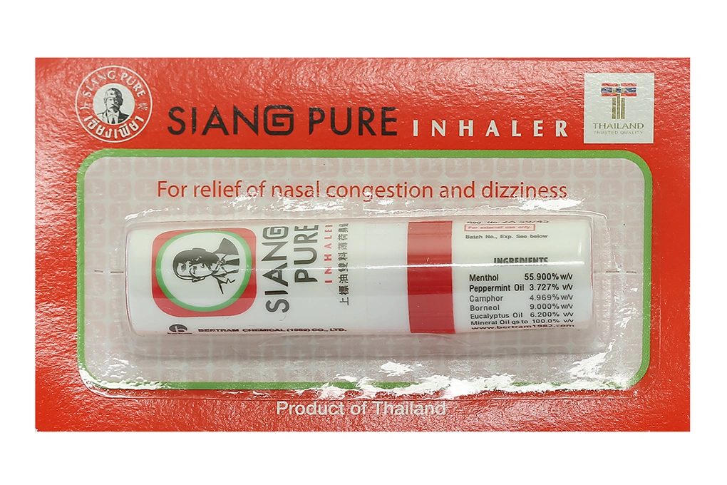 Ống hít Siang Pure Inhaler trị cảm cúm, nghẹt mũi ống 2 ml - 