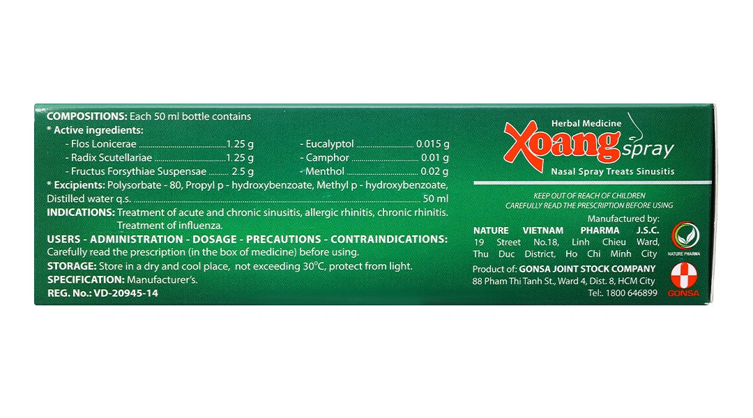 Thuốc xịt mũi Xoangspray trị viêm xoang, viêm mũi dị ứng chai 50ml - 2