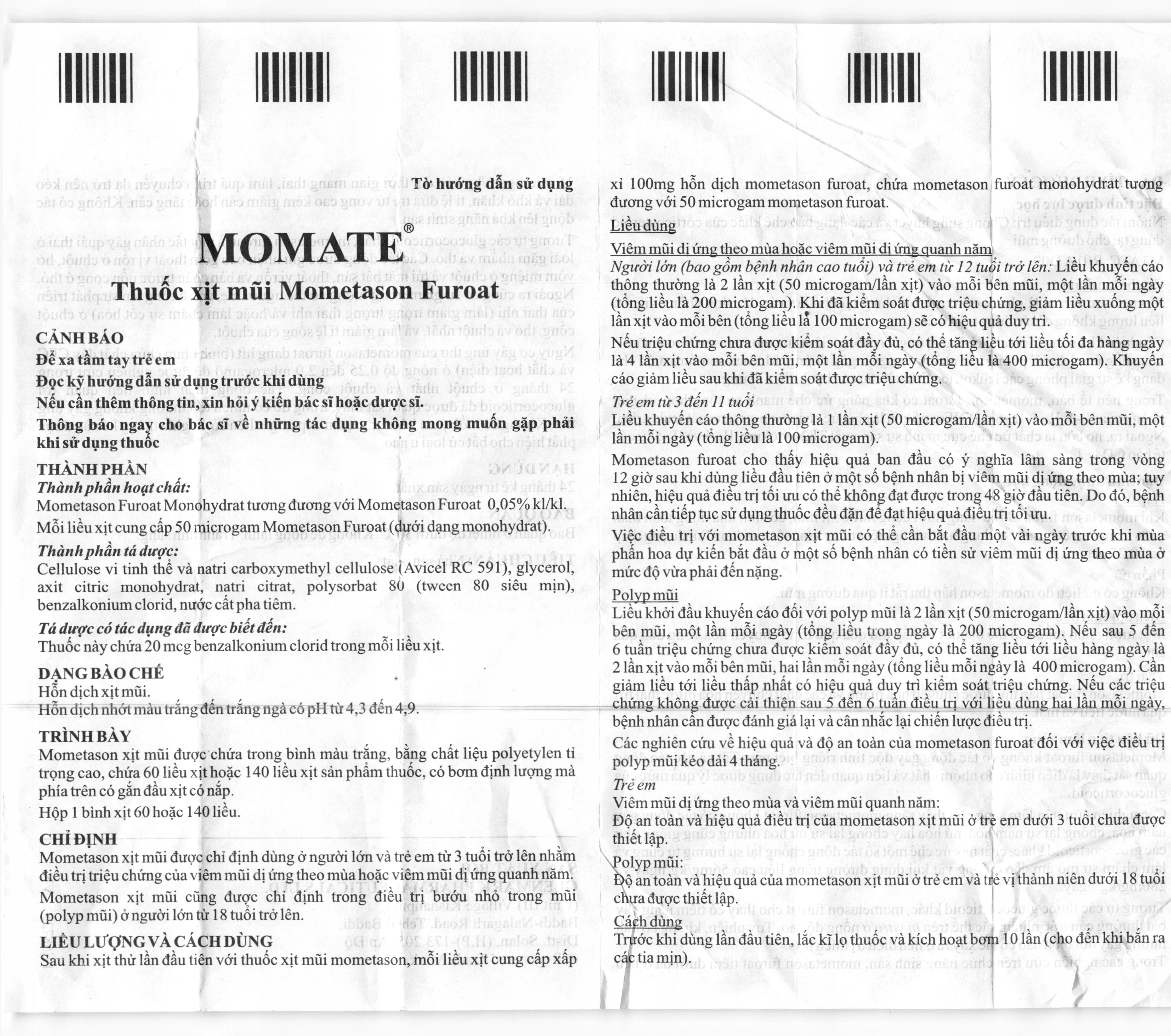 Hỗn dịch xịt mũi Momate Nasal Spray 50mcg trị viêm mũi dị ứng chai 60 liều - 8