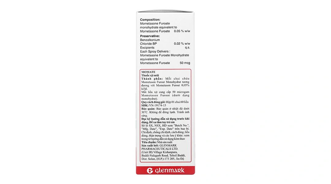 Hỗn dịch xịt mũi Momate Nasal Spray 50mcg trị viêm mũi dị ứng chai 60 liều - 5