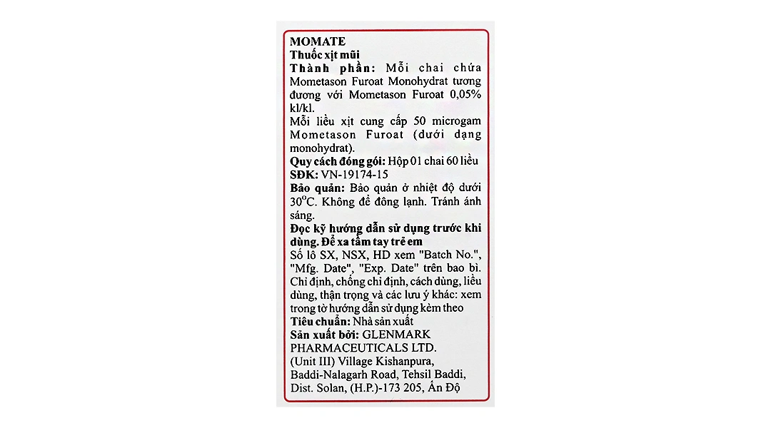Hỗn dịch xịt mũi Momate Nasal Spray 50mcg trị viêm mũi dị ứng chai 60 liều - 6