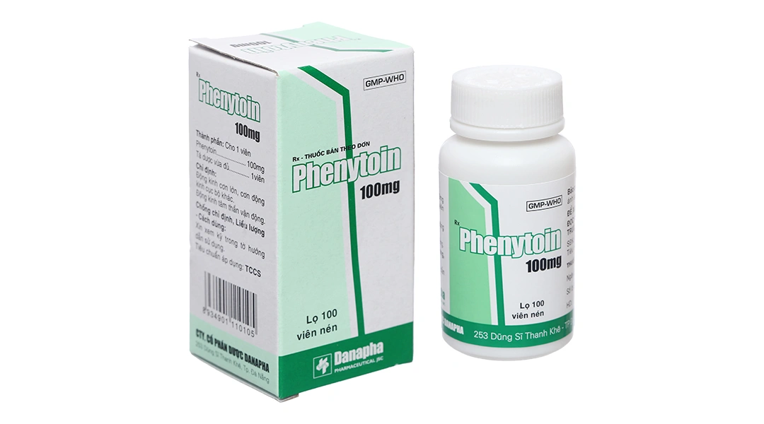 Phenytoin Danapha 100mg điều trị động kinh lọ 100 viên - 