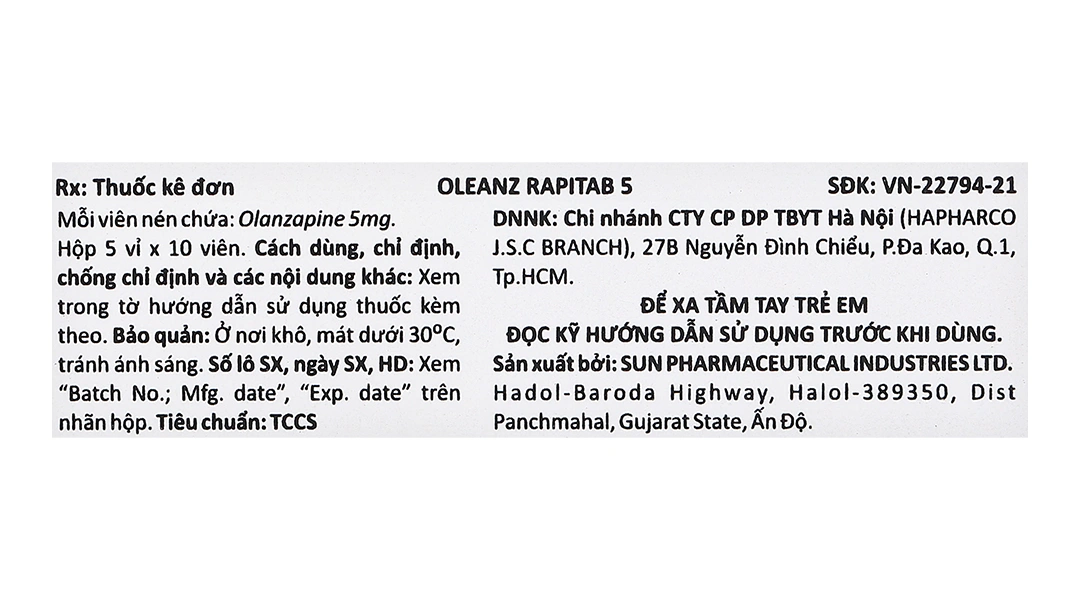 Oleanz Rapitab 5 điều trị tâm thần phân liệt (5 vỉ x 10 viên) - 5